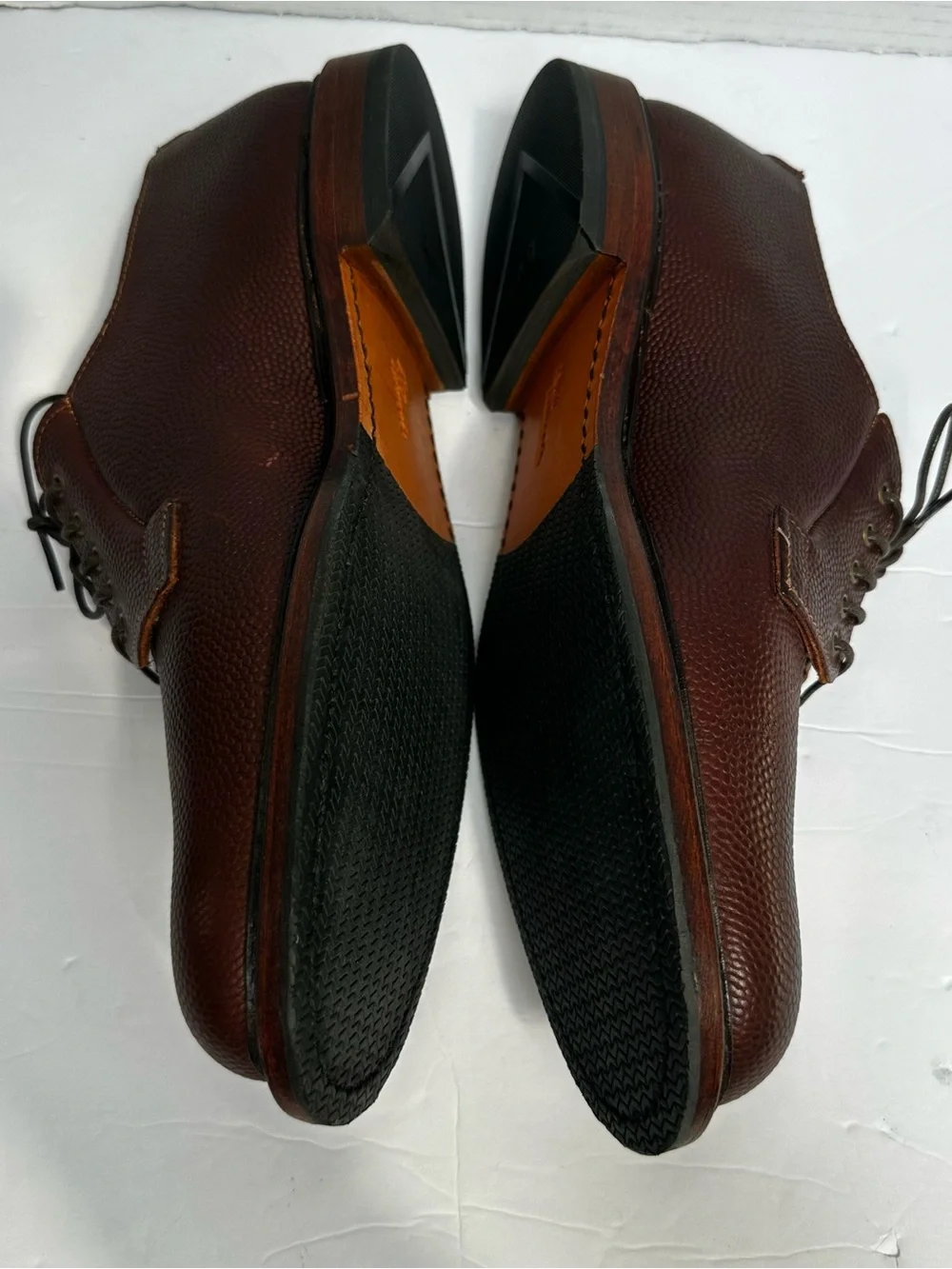 ALLEN EDMONDS Men’s Wine Brown Leather Gridiron Oxford Pebbled Shoes- Size 11
